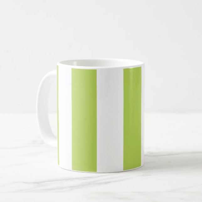 Taza De Café Rayas verdes, rayas blancas, patrón rayado (Anverso izquierdo)