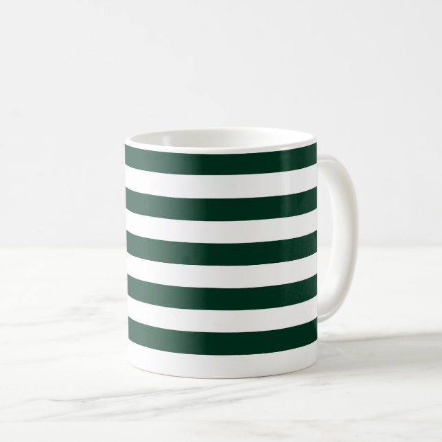 Taza De Café Rayas verdes y blancas oscuras (Anverso derecho)