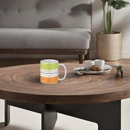Taza De Café Rayas verdes y Naranjas otoñales