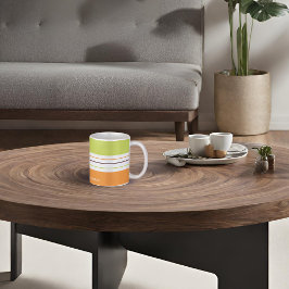 Taza De Café Rayas verdes y Naranjas otoñales