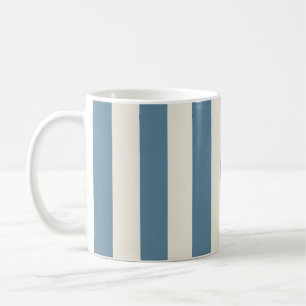 Taza De Café Rayas Verticales Azules y Crema