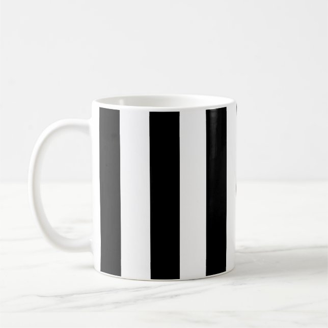 Taza De Café Rayas Verticales Banda Negra Y Blanca (Izquierda)
