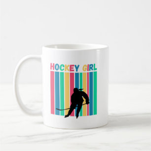 Taza De Café Rayas verticales de Chica de hockey