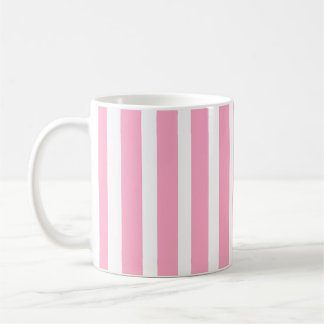 Taza De Café Rayas verticales rosadas y blancas