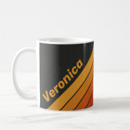 Taza De Café Rayas Vintage Atardecer de Medianoche con Nombre