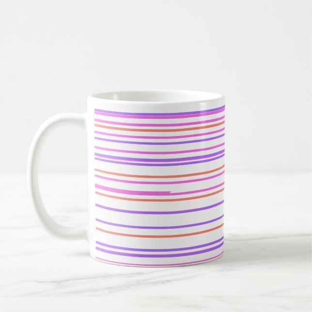 Taza De Café Rayas violeta azul verde patrón personalizado mode (Izquierda)