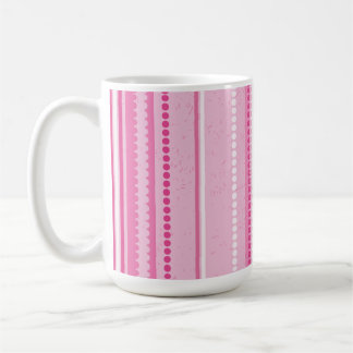 Taza De Café Rayas y puntos modernos, rosa, blanco, Rosa