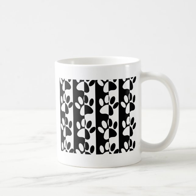 Taza De Café Rayas Y Tiras De Perro Negros Y Blancos (Derecha)