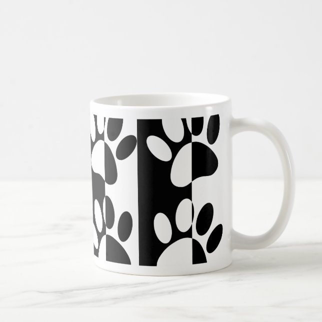 Taza De Café Rayas Y Tiras De Perro Negros Y Blancos (Derecha)