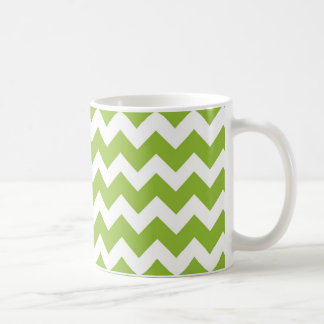 Taza De Café Rayo de Chevron blanco y verde limón