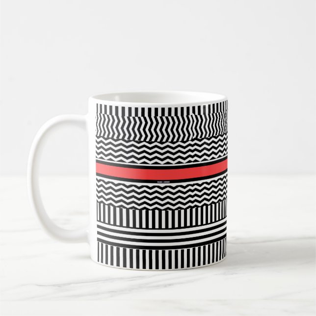 Taza De Café Rayo Rojo Negro Y Blanco (Izquierda)