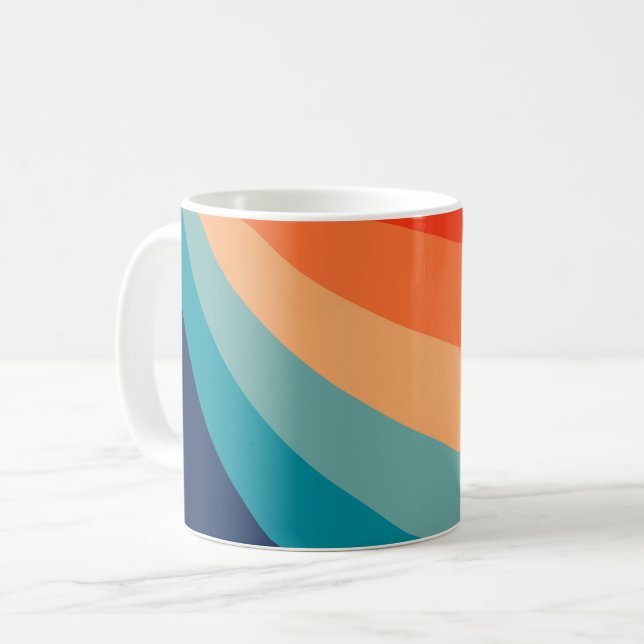 Taza De Café Rayos solares retro coloridos (Anverso izquierdo)