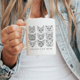 Taza De Café Raza de gato de gato minimalista y orgulloso