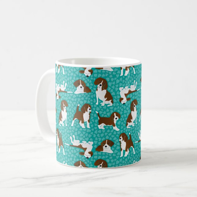 Taza De Café Raza de perro de Beagle - turquesa (Anverso izquierdo)