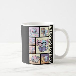 Taza De Café Readsolotl kawaii axolotl amante de los libros div
