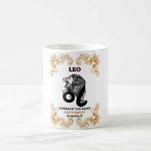 Taza De Café Realeza Leo Zodiaco Acepta el Rugido del Element