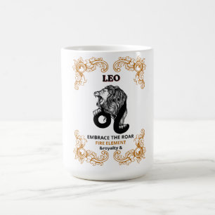 Taza De Café Realeza Leo Zodiaco Acepta el Rugido Elemento Fu