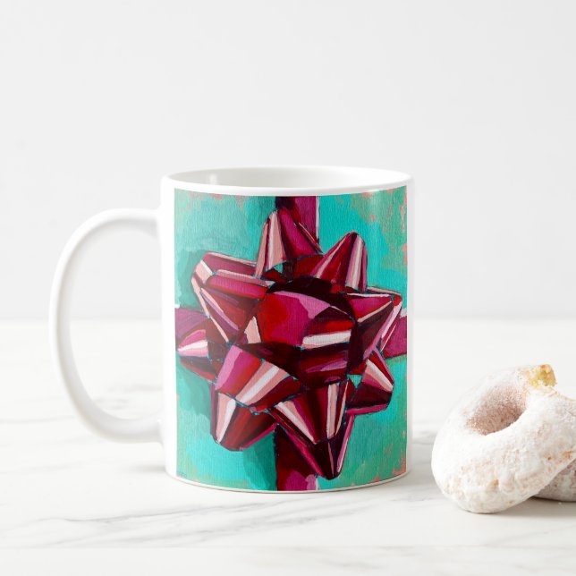 Taza De Café Realistic Bow Painting - Holiday Decor (Con donut)