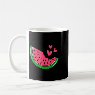 Taza De Café Rebanada de sandía linda mordida con corazones ver