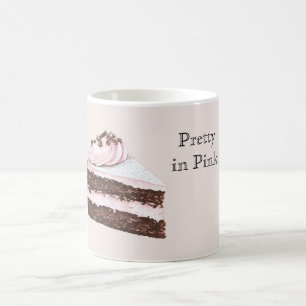 Taza De Café Rebanada de Tarta de Chocolate Rosa