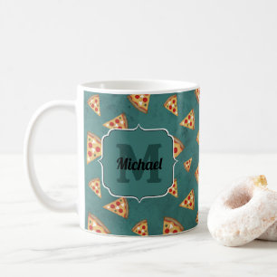 Taza De Café Rebanadas de pizza geniales patrón vintage azul ve