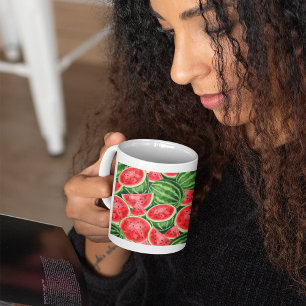 Taza De Café Rebanadas de Sandía Vibrante de Verano Patrón