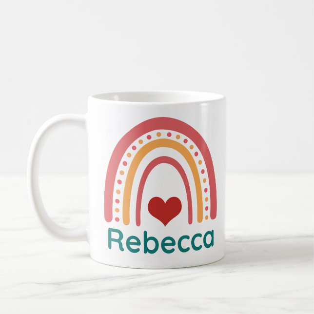 Taza De Café Rebecca Vintage Boho Rainbow (Izquierda)