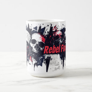 Taza De Café "Rebel Forever" - Diseño Gráfico de Cráneo con Est