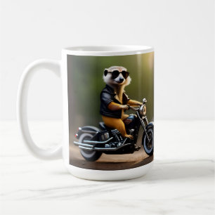 Taza De Café Rebel Meerkat: Pañuelos, gafas de sol y moto