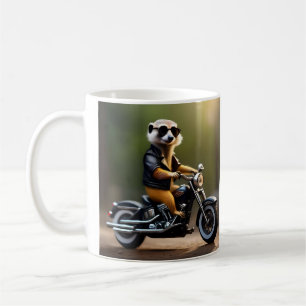 Taza De Café Rebel Meerkat: Pañuelos, gafas de sol y moto