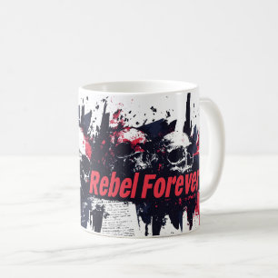 Taza De Café "Rebelde para Siempre" - Diseño Gráfico de Cráneo 