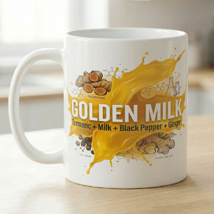 Taza De Café Receta Botánica de Latte de Cúrcuma Dorada