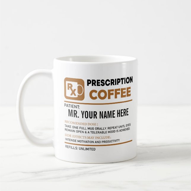 Taza De Café Receta de café divertida, nombre personalizado (Izquierda)