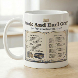 Taza De Café Receta de libro y té Earl Grey
