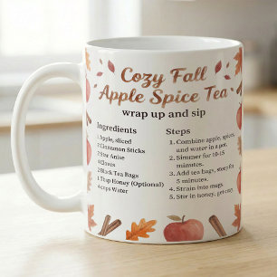 Taza De Café Receta de té de especias de manzana con acuarela d