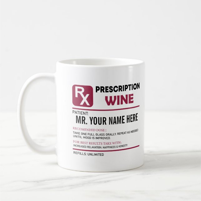 Taza De Café Receta de vino divertida, nombre personalizado vin (Izquierda)