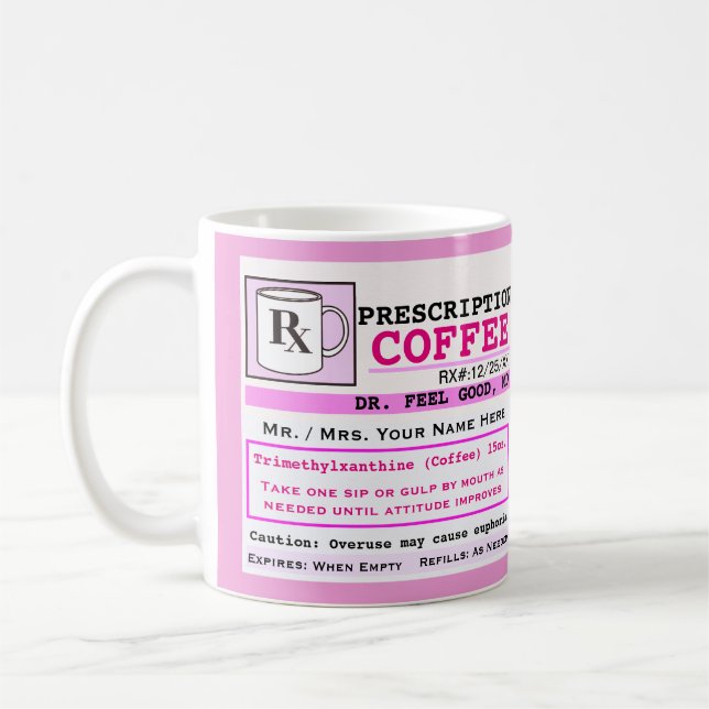 Taza De Café Receta divertida RX Coffee Mug (Izquierda)