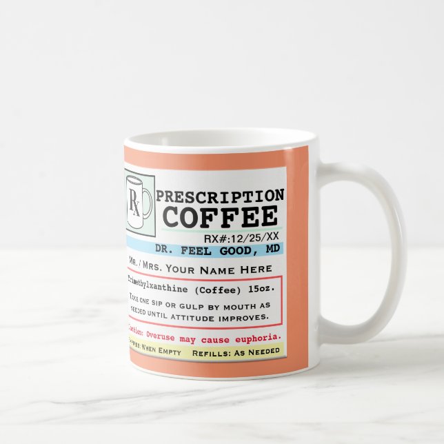 Taza De Café Receta divertida RX Coffee Mug (Derecha)