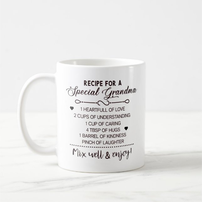 Taza De Café Receta para regalo del Día de la Madre para Abuela (Izquierda)