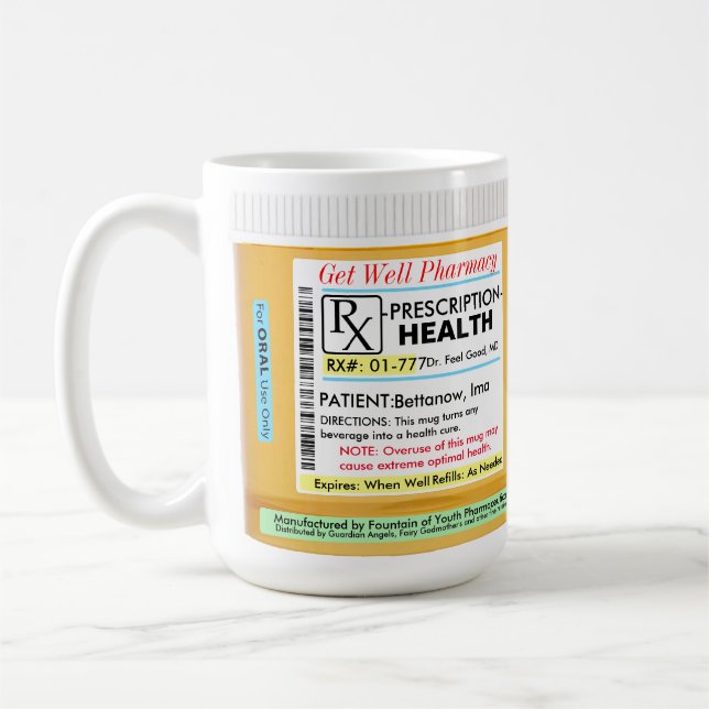 Taza De Café Receta RX para la salud (Izquierda)