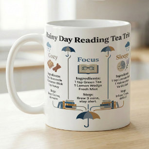 Taza De Café Recetas de trío de té libresco para lluvia acogedo
