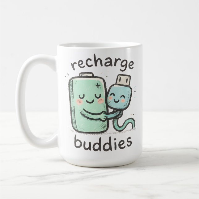 Taza De Café Recharge Buddies (Izquierda)