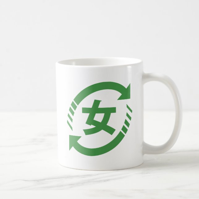 Taza De Café Reciclar Chicas japoneses | Rótulo Kanji Nihongo (Derecha)