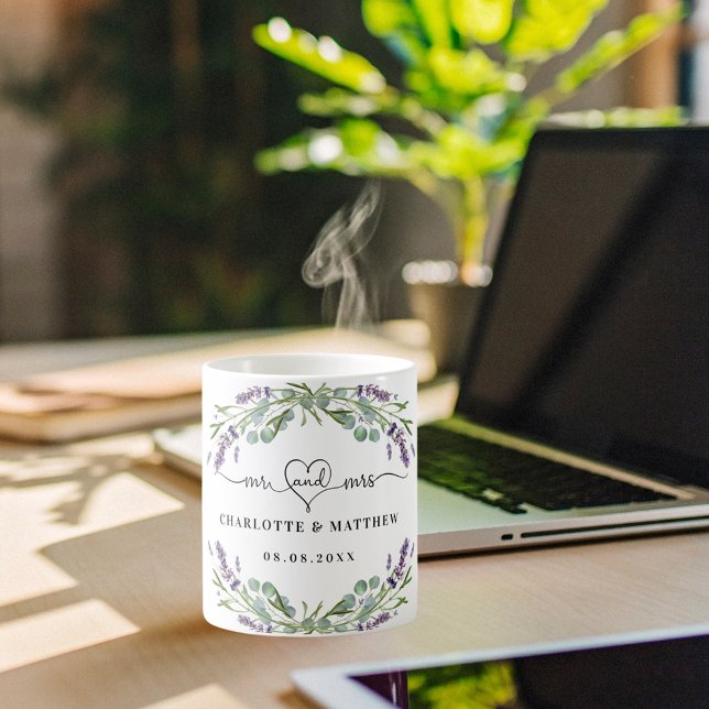 Taza De Café Recién casados Mr Mrs lavanda boda (Subido por el creador)