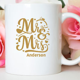 Taza De Café Recién casados Sr. y Sra. Gold Lettering Gift
