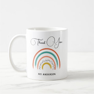 Taza De Café Reconocimiento del profesor Boho Rainbow Personali