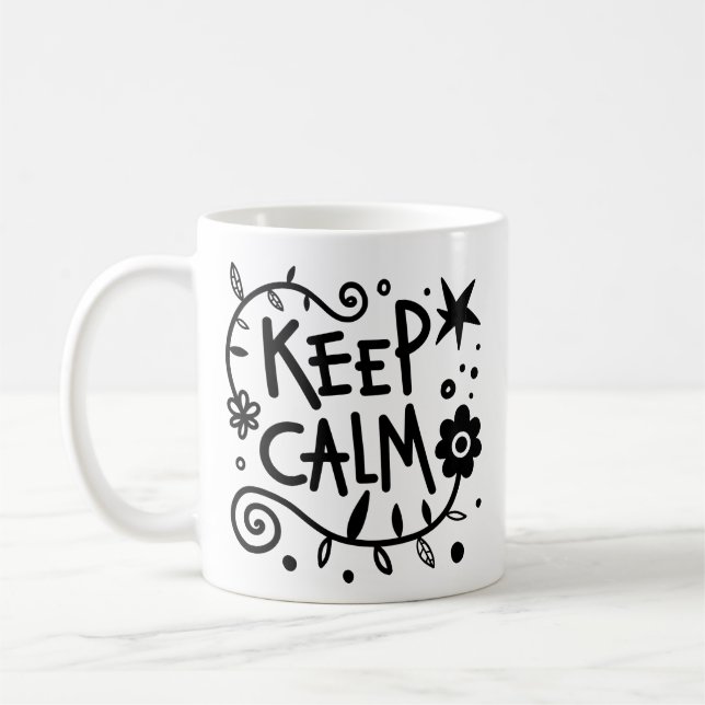 Taza De Café Recordatorio simple mantener limpio el doodle blan (Izquierda)