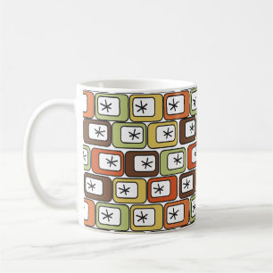 Taza De Café Rectángulos retro con estallidos estelares