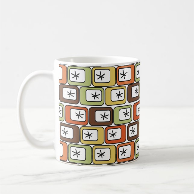 Taza De Café Rectángulos retro con estallidos estelares (Izquierda)