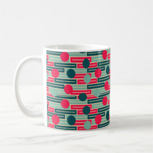 Taza De Café Rectángulos y círculos rosas, azules y Verde azula